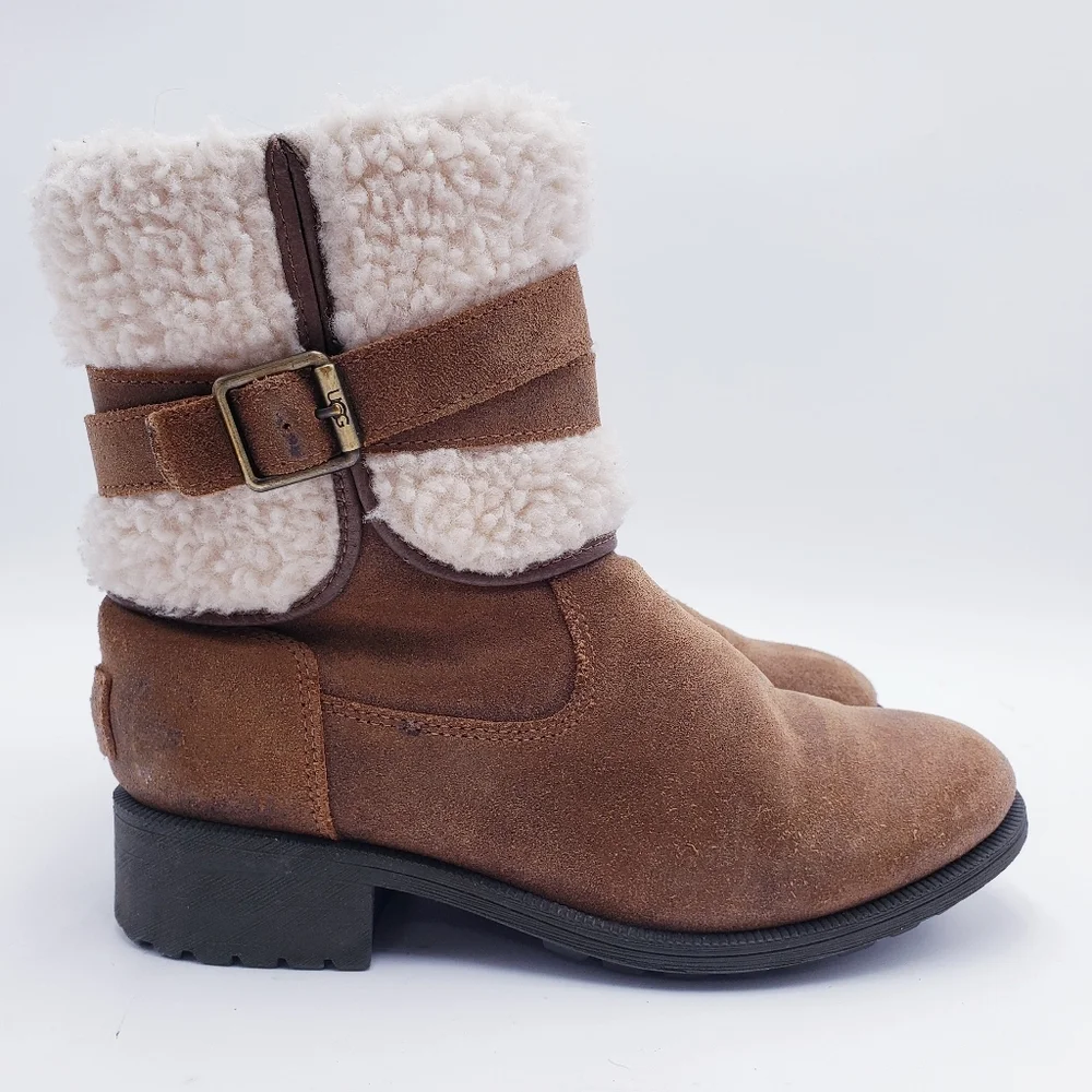 UGG Women's Size 7 Blayre III Boot Snow Boots Chestnut Brown Fur Lined